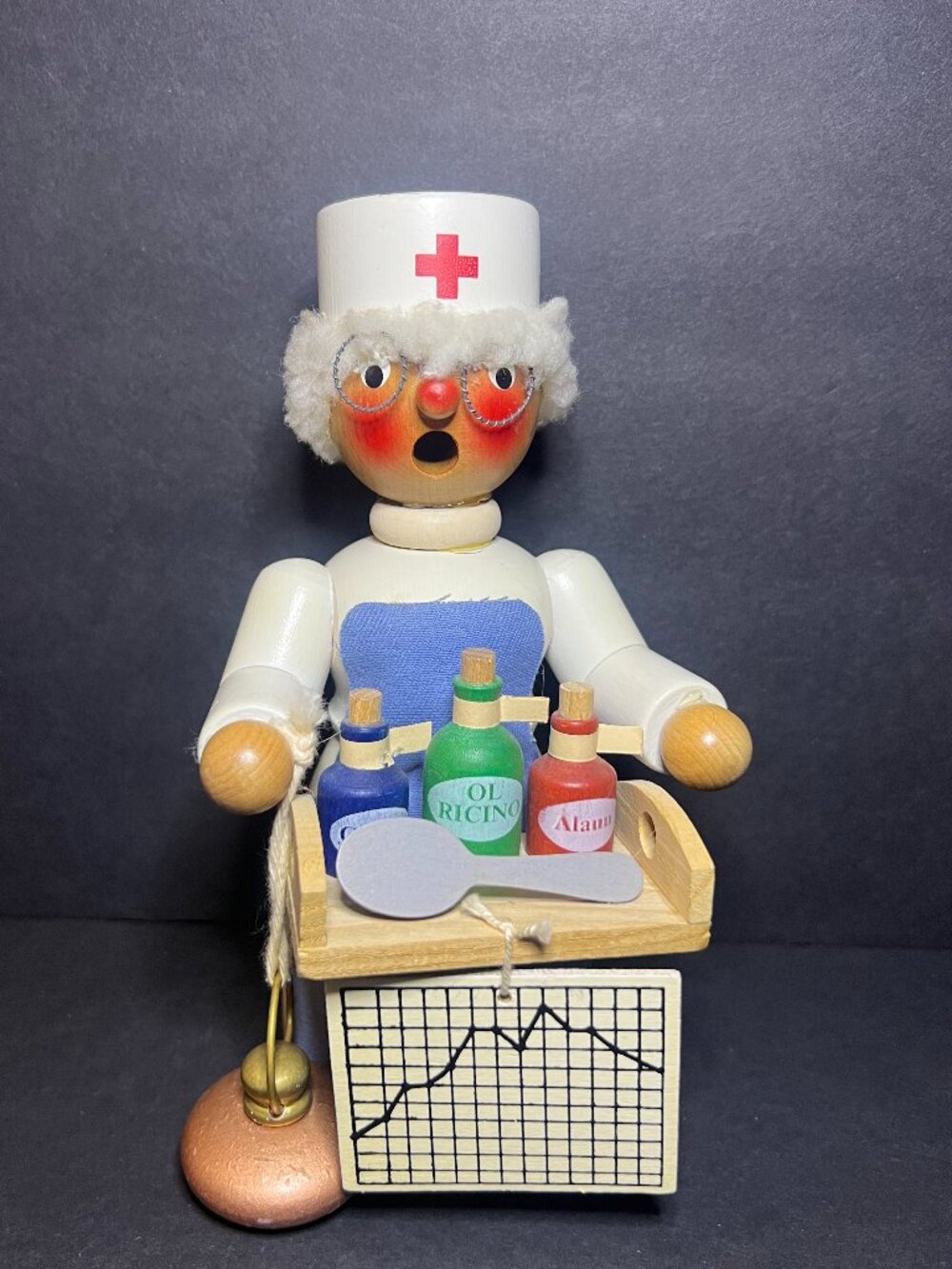VTG Christian Ulbricht West Germany Handcrafted Wooden Nurse Incense Smoker 7"